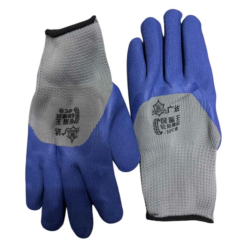 Vinterfortykkede og fløyelsbelagte dekkgummi Slitebestandige Anti-skli Byggeplass Arbeidsvernhansker Byggehansker