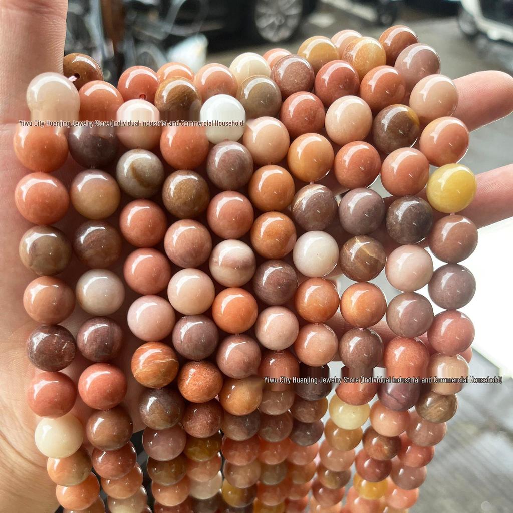 Huan Jing Natural Green Translucent Jade & Pink Jade Beads for DIY Bracelet Accessories