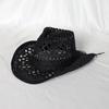 Women Straw Wide Brim Cowboy Hats, Western Cowgirl Hat for Holiday, Foldable Vacation Beach Sun Hat for Summer