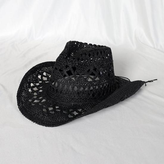 Women Straw Wide Brim Cowboy Hats, Western Cowgirl Hat for Holiday, Foldable Vacation Beach Sun Hat for Summer