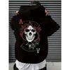 Hot Selling Autumn Men's Skull A-line Printed Micro Elastic Comfortable Hooded Sweatshirt Outdoor Urban Trendy Streetwear