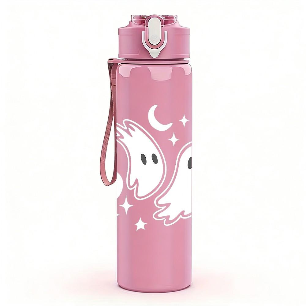 1PC Simple Boo Letter Design 750ml Color Plastic Sports Water Bottle Leakproof Flip Straw Lid Suitable for Sports Office Home Use