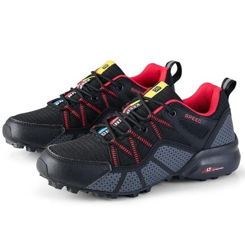 Elastic Hiking Shoes Men's Breathable Mesh Casual Sports Shoes Anti-slip Tennis Running Fitness Shoes Outdoor Sneakers