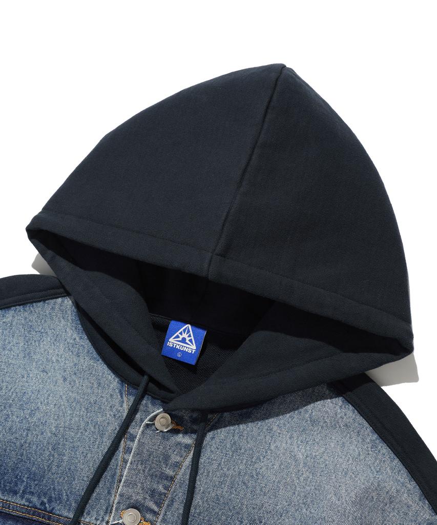 Istkunst Denim Mix Sweat Hooded Jacket_Blue(Ik2Esmd110A)