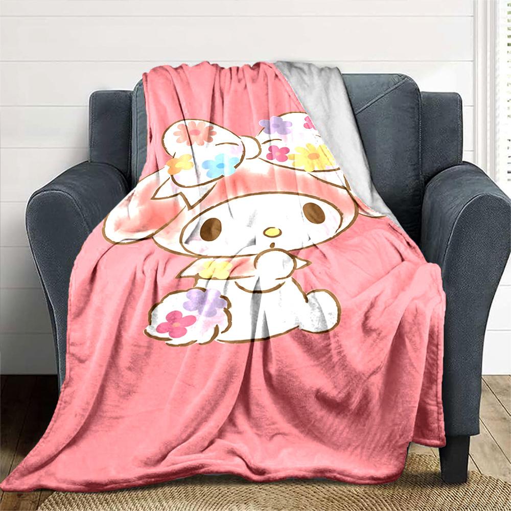 1pc My Melody flower blanket Lightweight Flannel Throw for Sofa Bed Travel Camping Livingroom Office Couch Chair
