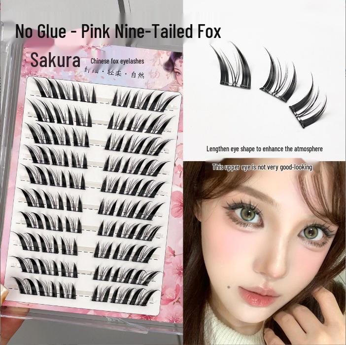 Ying Lier Natural Cluster Fox-Eye Eyelashes - Beginner-Friendly and Glue-Free