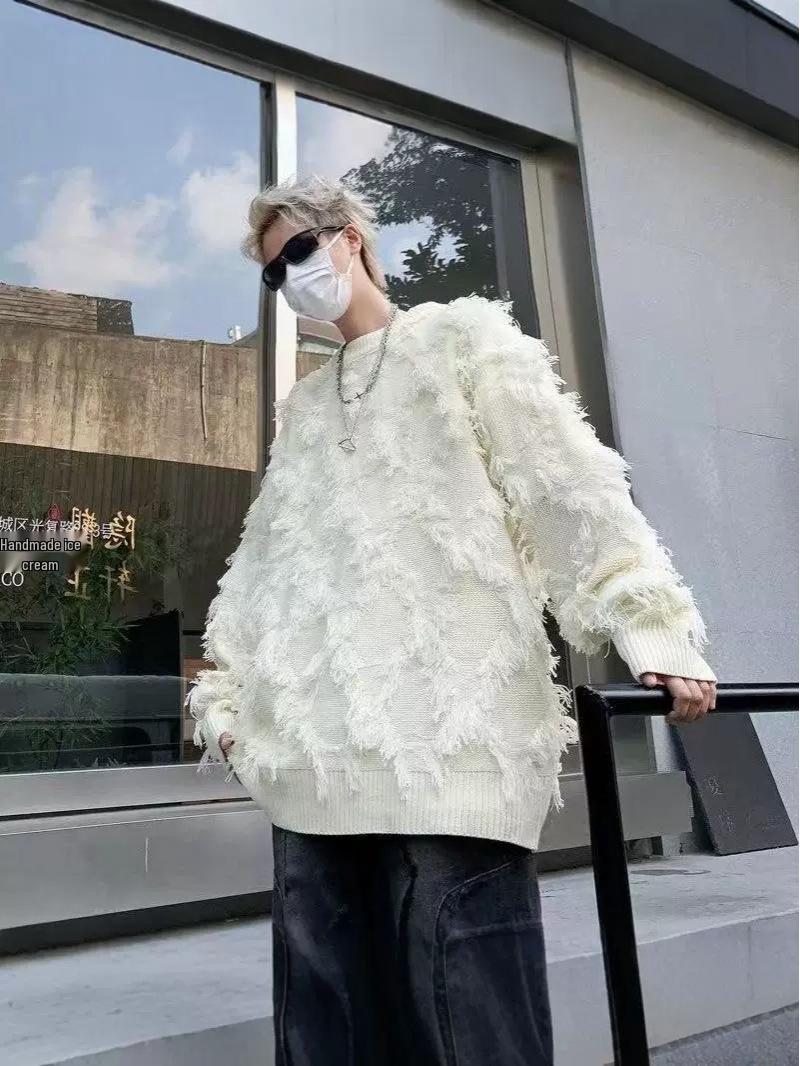 

Новый осенне-зимний свитер с бахромой в стиле ретро - Трендовый унисекс трикотаж M белый