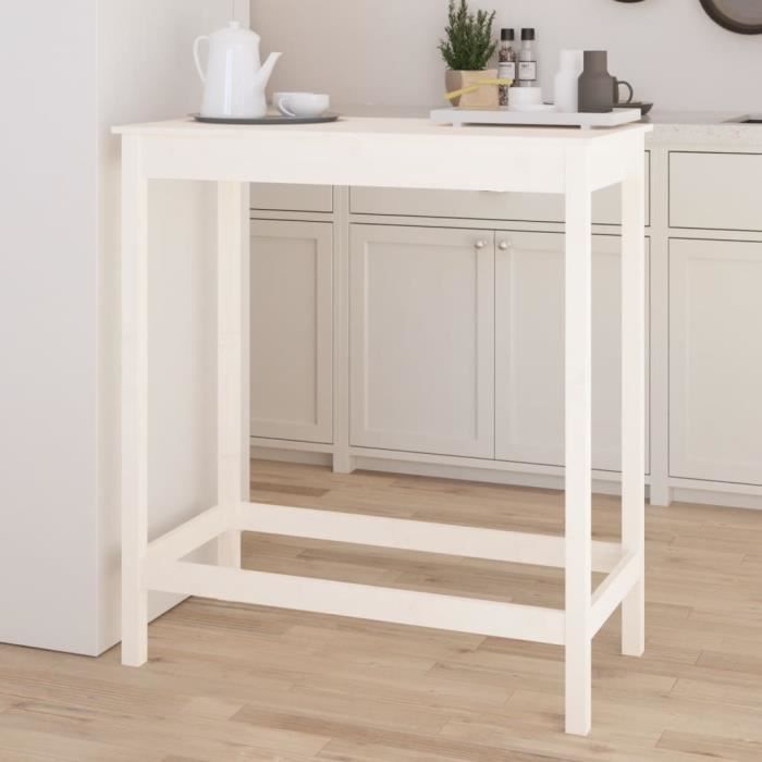 Table de bar - VIDAXL - 100x50x110 cm - Bois massif de pin - Blanc - À monter soi-même