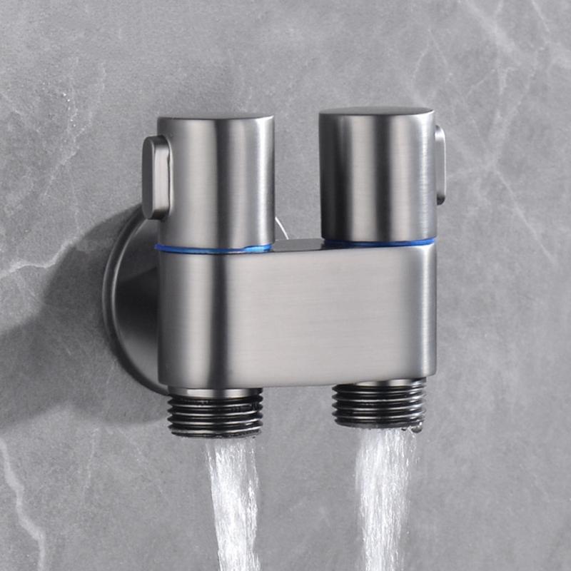 Brass 3-way Filling Angle Valve Wall Mount One Into Two Out Water Toilet Faucet Bidet Sprayer for Bathroom Accessories