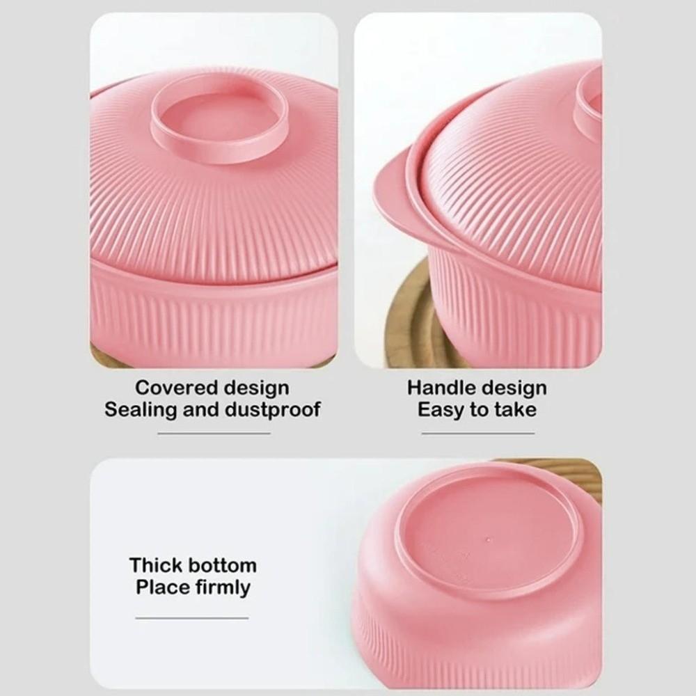 1L Capacity Plastic Rice Bowl with Lids Soup Bowls Durable Instant Noodle Bowls Hot Rice