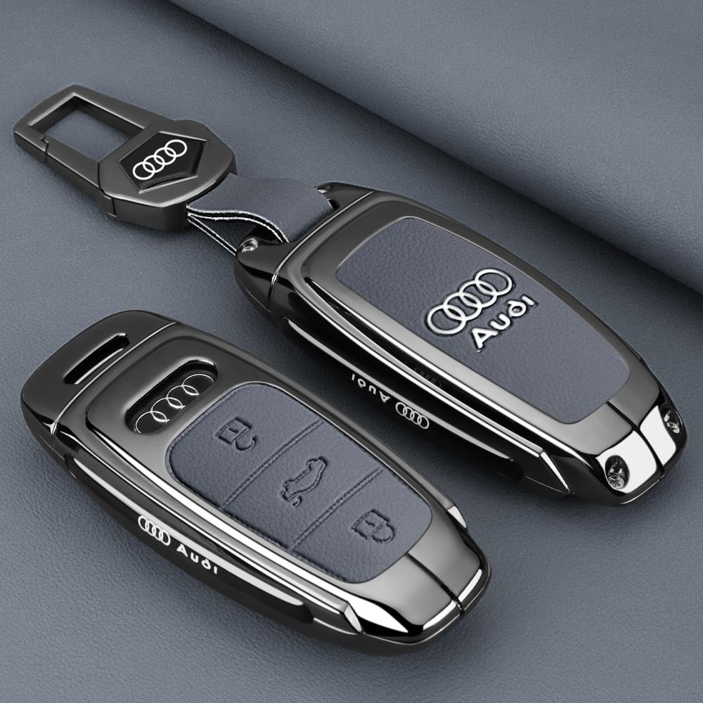 Leder Schlüsseletui Schale Schnalle Auto Schlüsselhülle für Audi A3 A4 B9 A6 A7 4K A8 E-tron Q5 Q8 C8 D5 SQ8 Auto Fernbedienung Schale