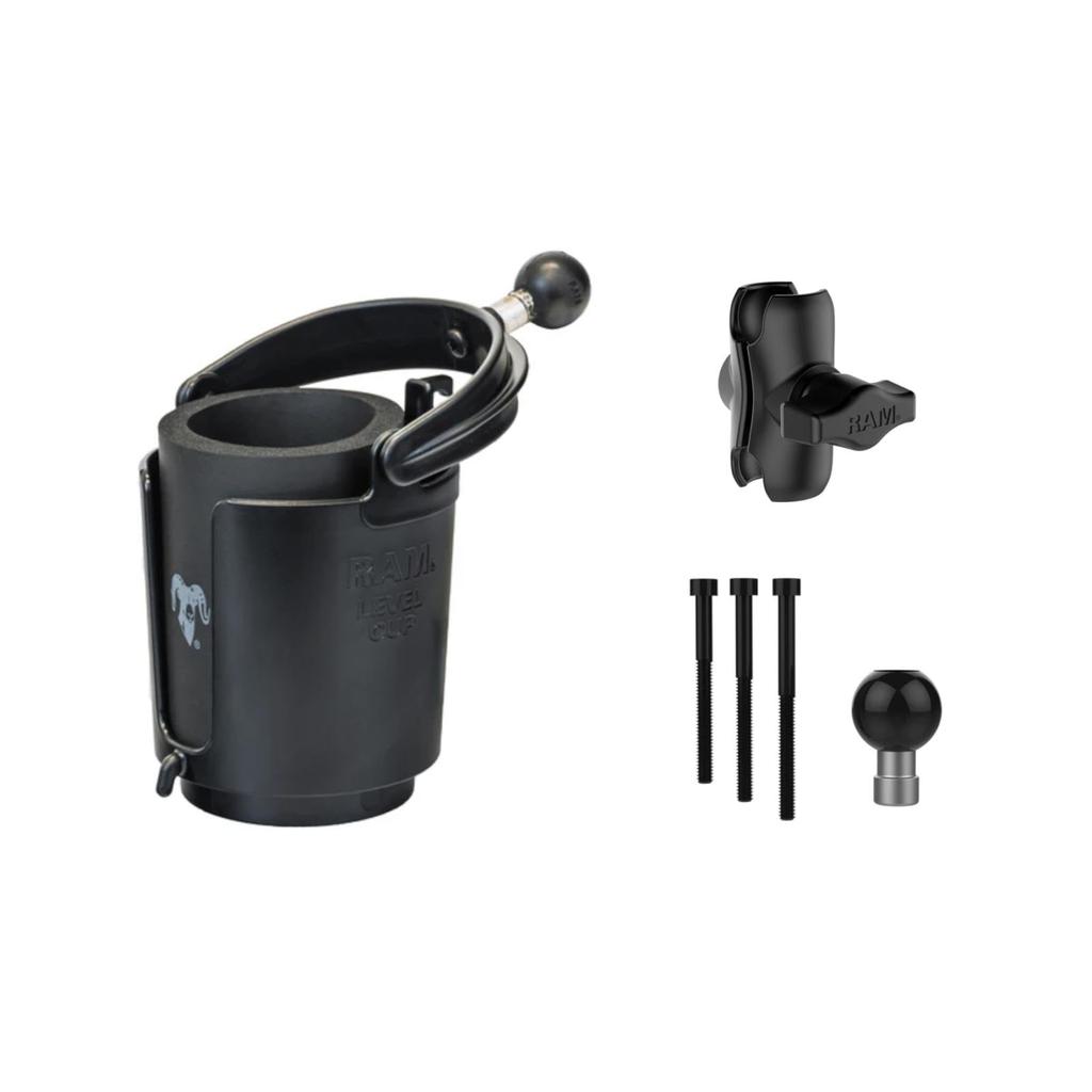 Ram Mounts Drink Holder M8 Bolt Base Set (S) & (Short Arm) 1-Inch Ball, RAM-PL12