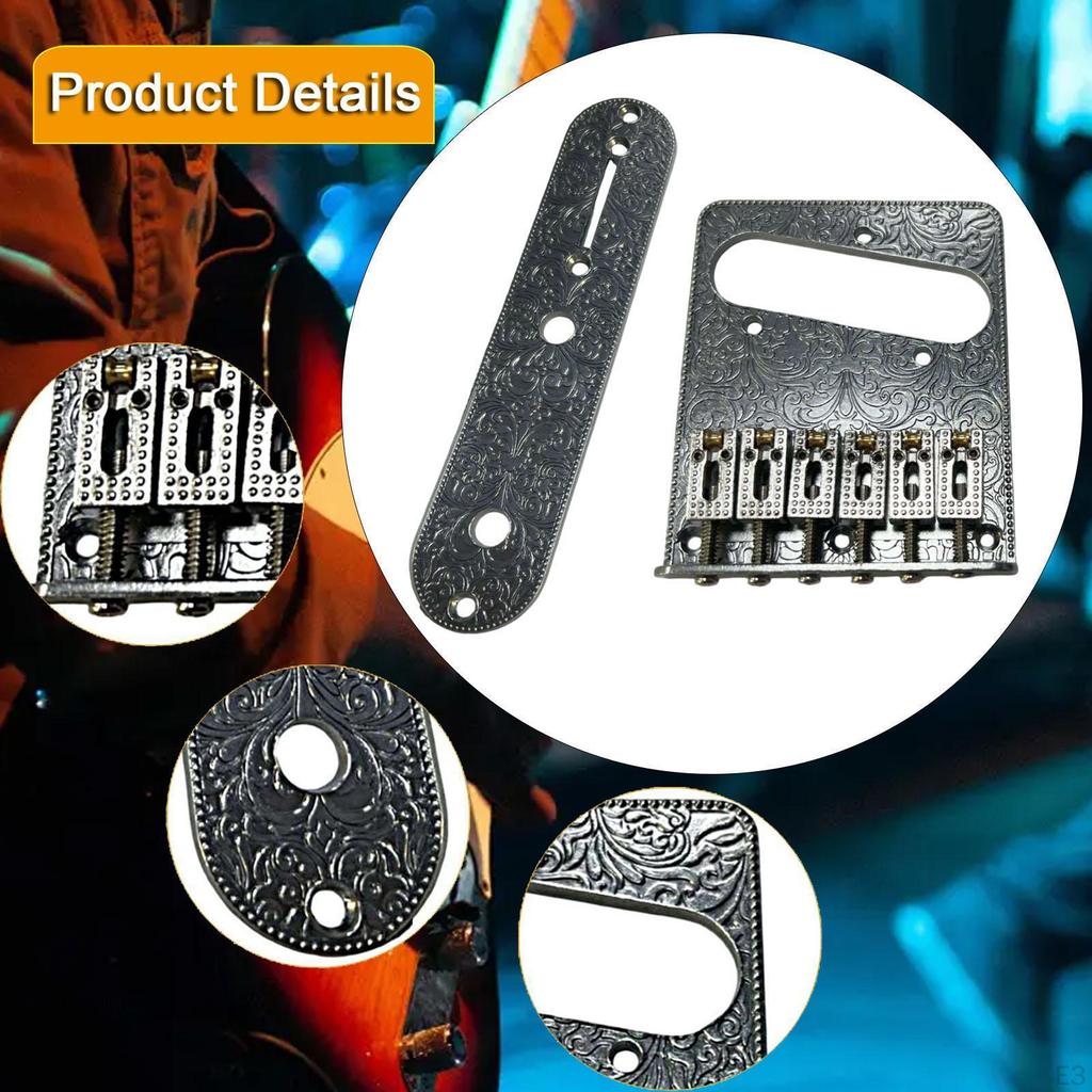 6 String Electric Bridge Plate with 2 Dome Buttons Heavy Duty Replacement Parts