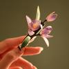 Handmade Chinese Style Silk Velvet Flower Hair Clip Women Side Bangs Decorative Accessory