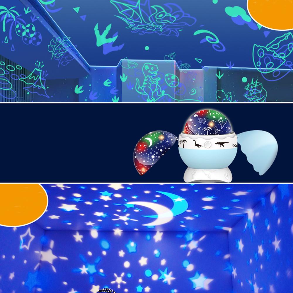 Dinosaur Night Light Projector 360 Degree Rotation with 7 Colors Projection Lights Nightlight Lamp Birthday Gifts for Boys Bedroom Decor