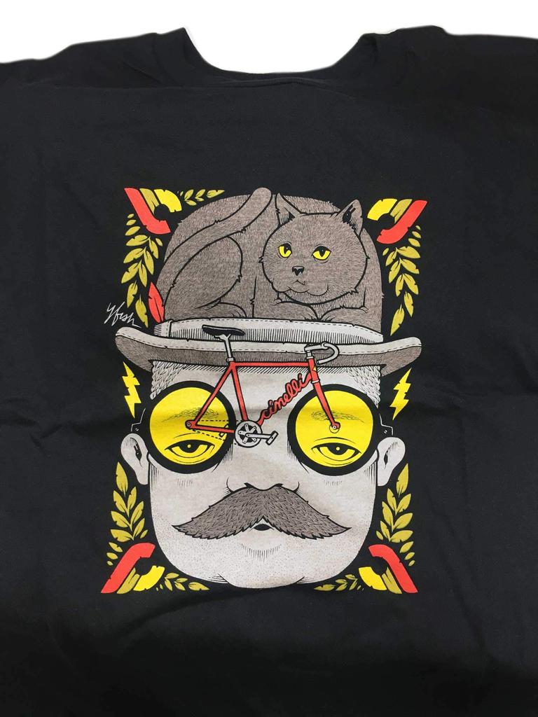 Cinelli CAT HAT Cycling Road CJFTSNL Mr. Tee, Black, Large, T-Shirt, Bike,