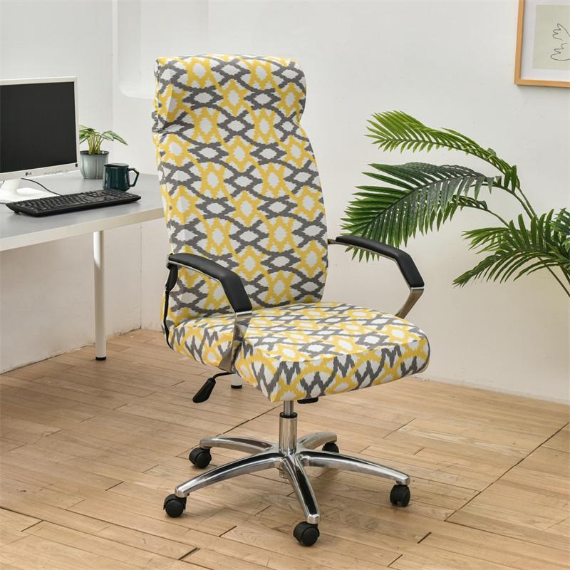 Bedruckter Bürostuhlbezug Computerstuhlbezug All-Inclusive Universeller Elastischer Sitzbezug mit Armlehnen Drehstuhl Heimdekor