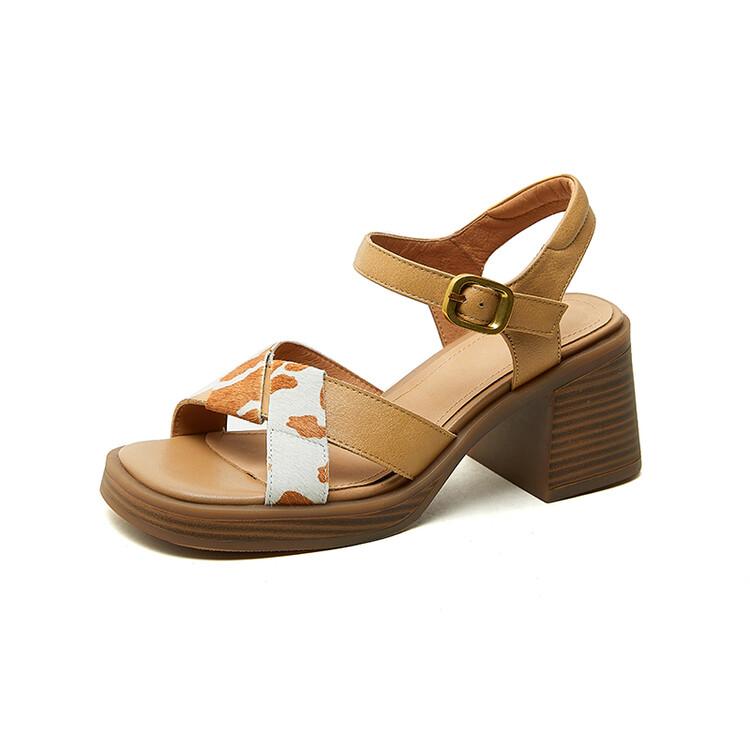 Fashion 2025 New Fashion Casual Sandals Summer Sandals Square Toe Sandals Concise Roman Shoes Chunky Heel High Heels Sandals for Women