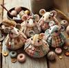 Patchwork DIY Collection Handmade Mouse Doll Set of 5 Fabric Craft Kit for Sewing and Home Decoration Projects