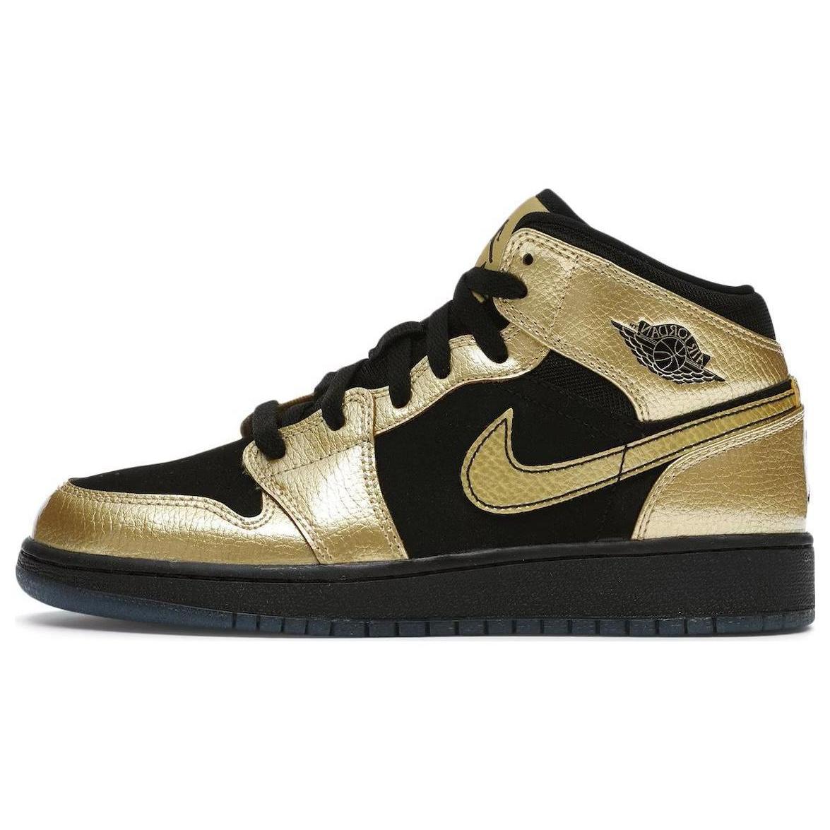 

Новые Air Jordan 1 Mid Bg Metallic Gold Coin Gs 555112-905 37.5