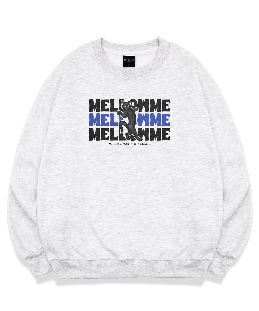 TENBLADE Premium Double-Sided/Fleece-Lined Mellow Cat Semi-Overfit 2-Color Graphic Sweatshirt