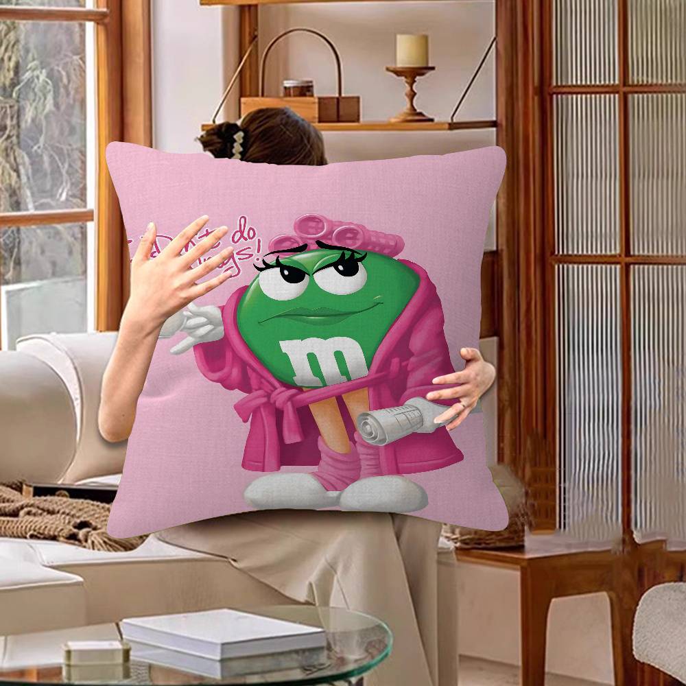 M&Ms Chocolate Office Cushion Pillowcase Car Cushion Cover45X45Cm Lumbar Pillowcase Sofa Pillowcover