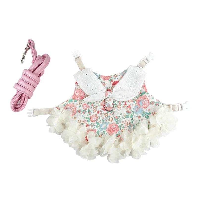 

Pet Rabbit Dress Breathable Small Animal Harness Vest and Leash Set Escape Proof Cute Costume for Small Hedgehog Hamster S