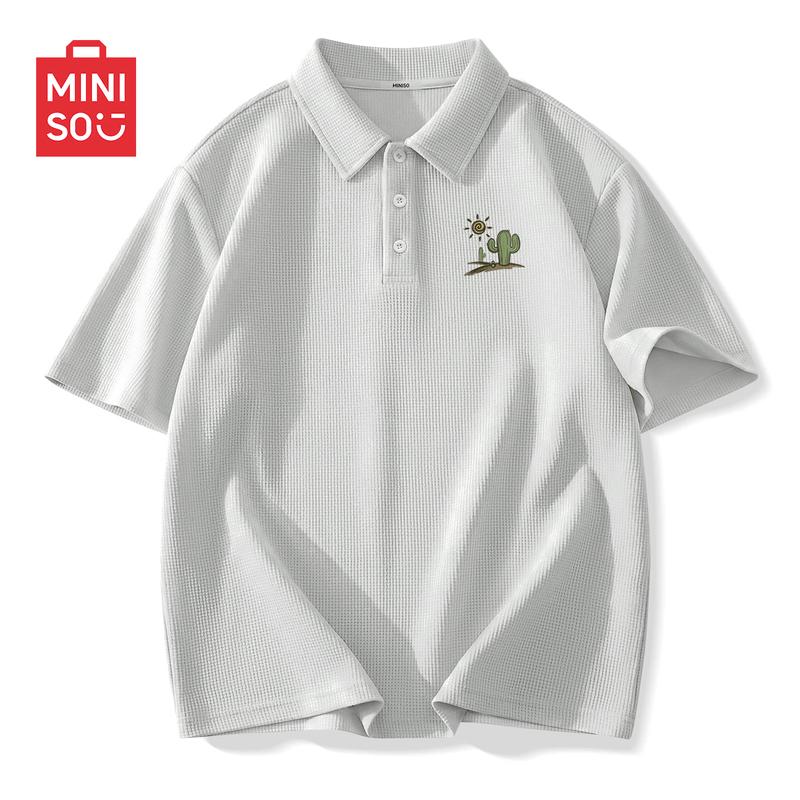Мужская летняя вафельная рубашка-поло MINISO 4XL светло-серый
