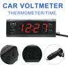 Riloer Auto-Temperatur-Uhr, Auto-Uhr 12V 3 in 1 Thermometer, Voltmeteranzeige Elektronische Uhr LED Digitalanzeige LCD-Bildschirm, Rotes Licht