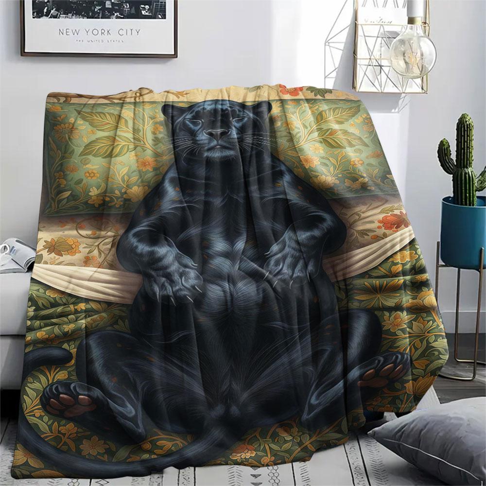 1Pc Sleepinganimals Print Flannel Blanket, High quality Comfortable for All Seasons, Home Decor, Warmth and Comfort, Perfect for Christmas Gifts