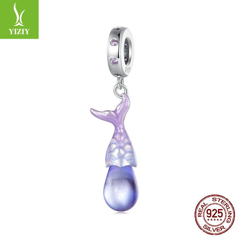 Purple Dream Mermaid Tears Diy Bracelet Necklace Pendant, Niche S925 Sterling Silver Beaded Accessories
