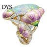 Eleganter Damen-Ring mit Strass-Imitat-Opal und eingelegtem Lotusblumen-Ring, Party-Schmuck, Geschenk