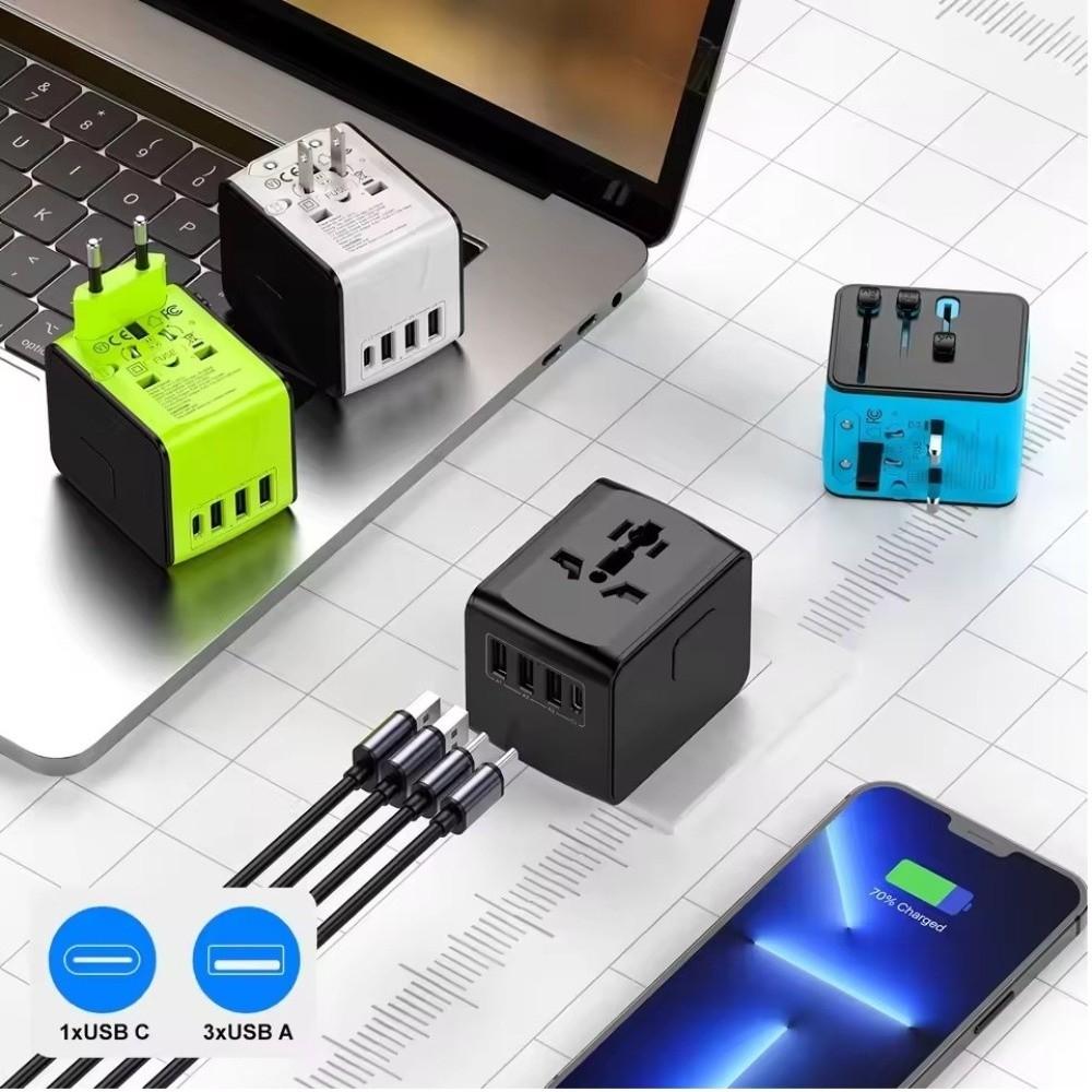 4 USB Ports Universal Travel Adapter High Speed Fast Charging Adapter Worldwide Adapter For Europe