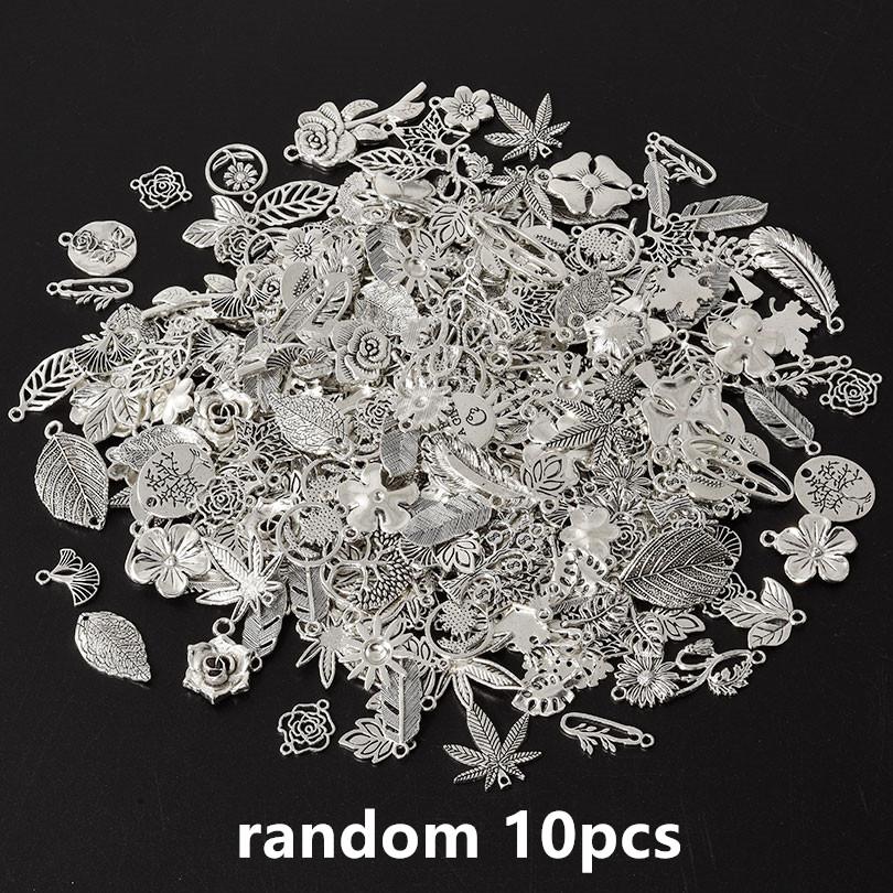 Mix 10/20/30/50pcs Plant Charm Tree Of Life Rose Sunflower Leaf Pendant Charms For Jewelry Making Bulk DIY Accessories Materials
