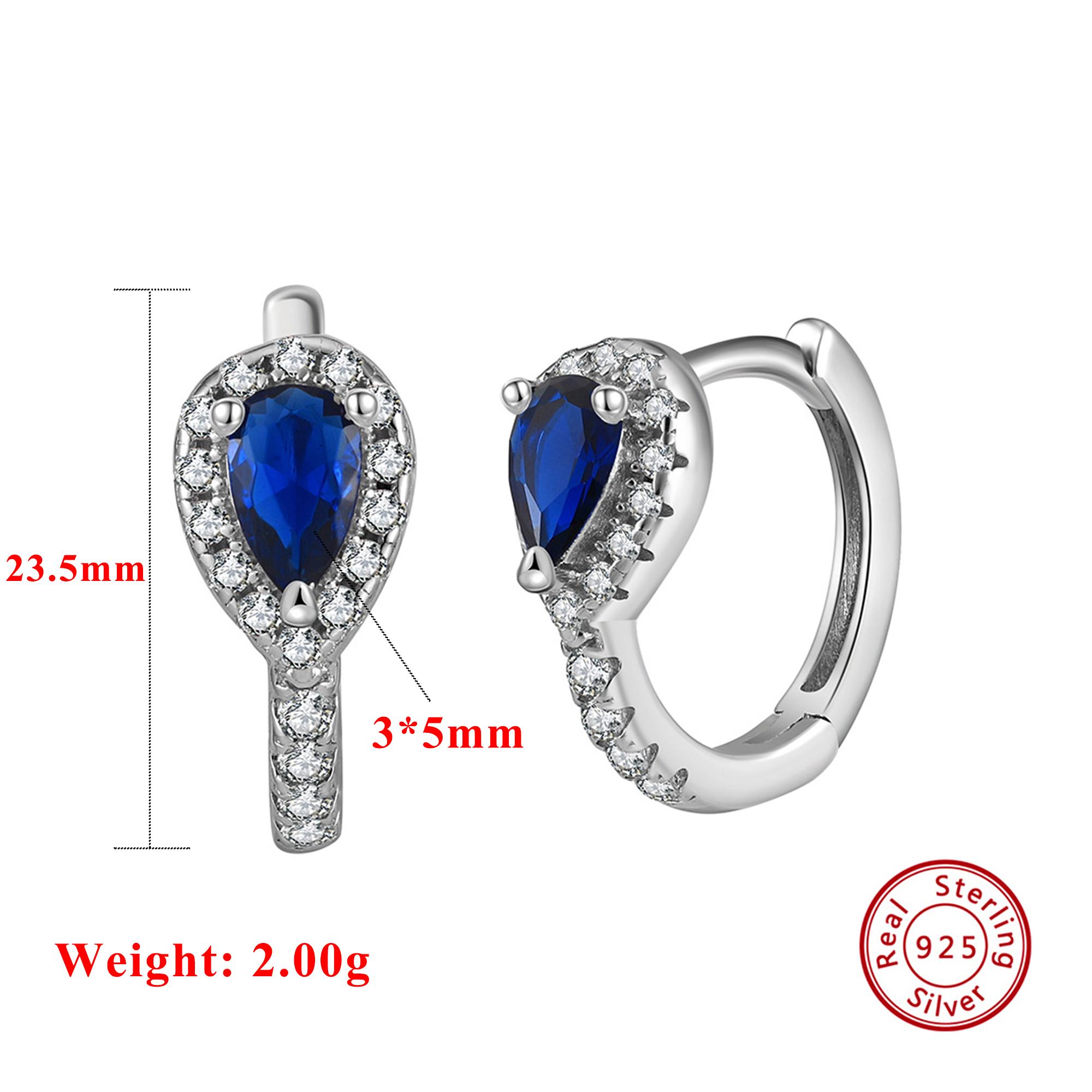 

Effie Queen Opulent 925 Sterling Silver Hoop Earrings with Blue Stunning Water Drop-Cut Zirconia Elegant Jewelry for Women LZE16 серебряный