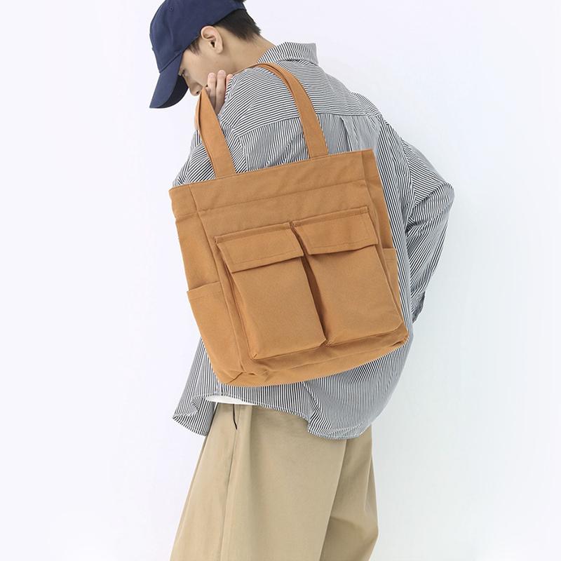 Canvas Bag Large Capacity Men Women's Shoulder Bag Student Class Hand Tote Bag