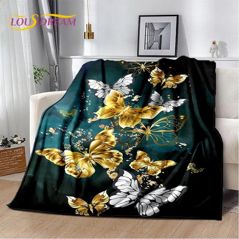 D Cartoon Dream Butterfly Flower Soft Plush BlanketFlannel Blanket Throw Blanket for Living Room Bedroom Bed Sofa Picnic Cover