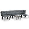 VidaXL 8-tlg. Garten-Lounge-Set Schwarz und Grau Poly Rattan
