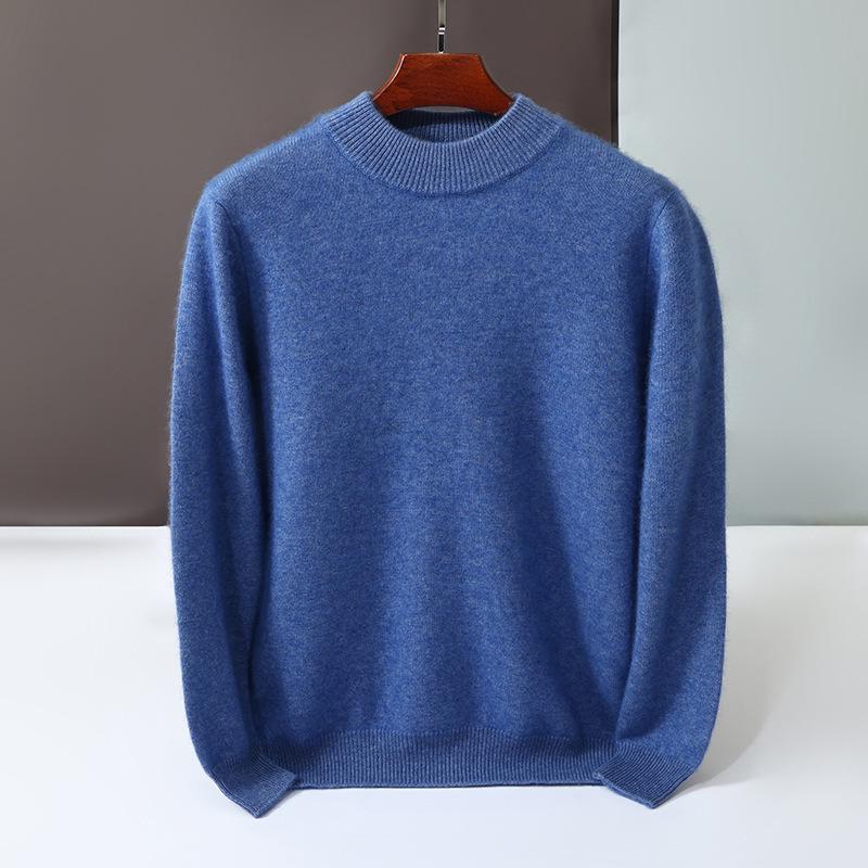 Men s Cashmere Half-High Collar Pullover Sweater - Thick, Soft, Smooth Knit for Business Casual Wear L