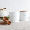 LOLO Storage containers SALT SUGAR Canister set Spoon included Made in Japan Pottery Porcelain Teak With lid &