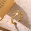 Dainty Star Chart Zircon Stainless Steel Women's Rings Gold Color Anti Fading Adjustable Ring New In Wedding Jewelry Accessories