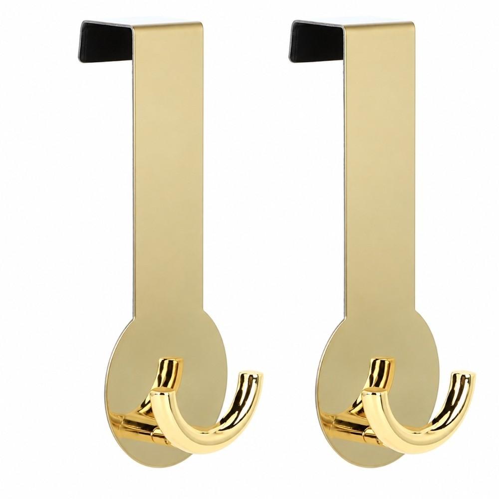 2pcs Gold/Black Door Hanger Fits 1.18in Thick Drawer Hook Heavy Duty Rack  For Clothes Bag Organizer