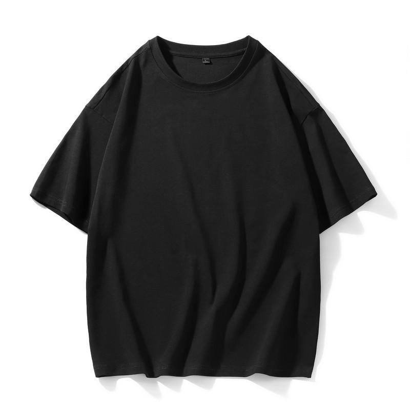 

Хлопковая футболка в стиле ретро с заниженными плечами для мужчин и женщин, винтажные футболки с короткими рукавами, однотонные свободные футболки в стиле хип-хоп S чёрный