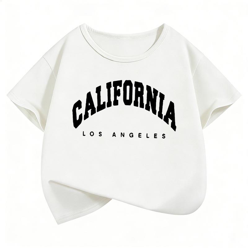 California Los Angeles Letter Printed Fashion Kids Children's T-shirt Boys Girls Summer Spring Casual Top Tee Shirt