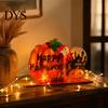 Handcrafted Wood Table Centerpieces Halloween Pumpkin Wooden Centerpiece, Creative Haunted House & Ghost Festive Desktop Display Pieces Ornament