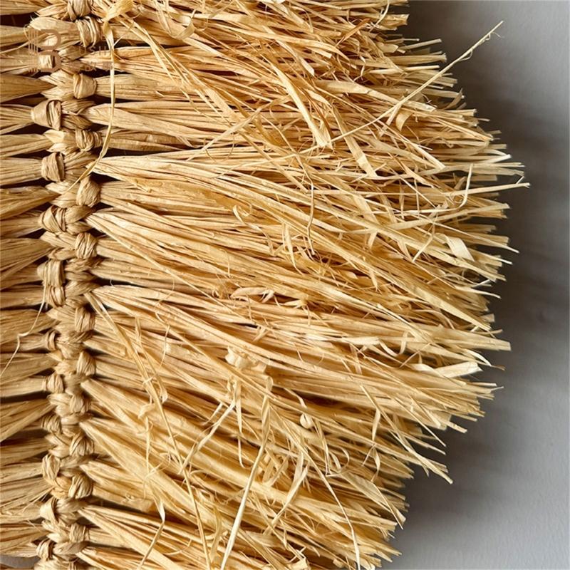 Japanese Styles Wall Art Handcrafted Dried Grass Raffia Leaf Hanging Ornament For Home Living Room Bedroom Decoration