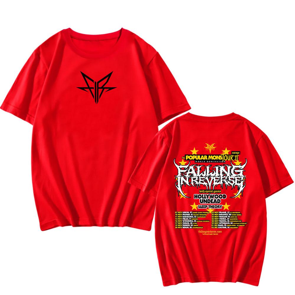 Falling In Reverse The Popular Mons Tour T-shirt Short Sleeve Cotton Summer Tshirts Hip Hop Streetwear Men Clothes Graphic Tees
