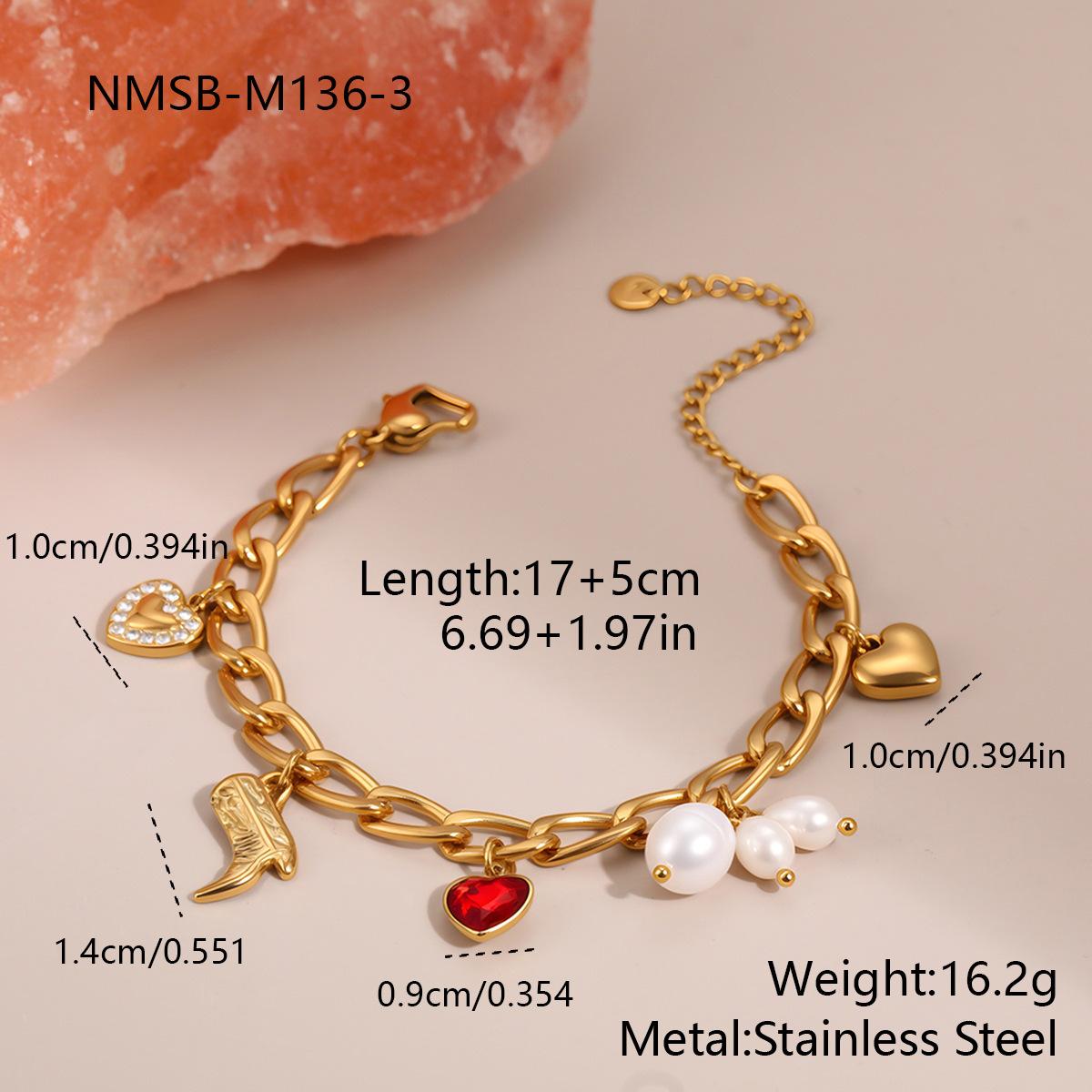 GEMCHIC Women s Fashion Boot Pendant Rhinestone Pearl Chain Bracelet