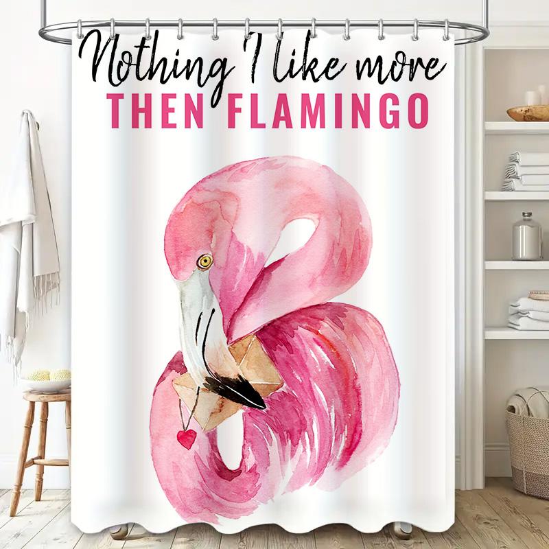 Flamingo Bath Towel Shower Curtain Watercolor Decorative Bathroom Accessories Set