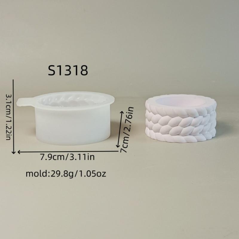 Braided Cord Silicone Candlestick Molds for Epoxy Resin Candle Stand Woven Rope Textured Silicone Tealight Holder Molds